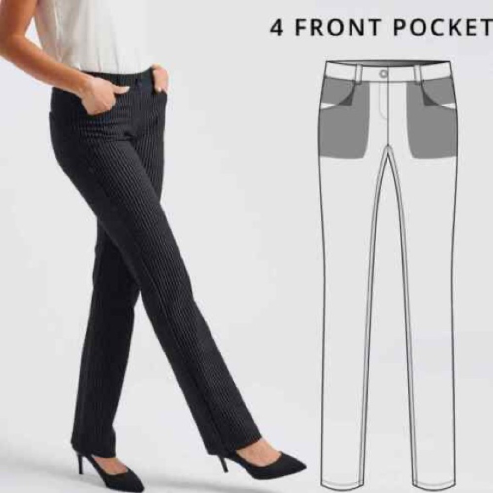 Betabrand Dress Pant Yoga Pant 7 Pocket Pinstripe